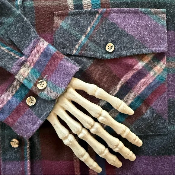 Vintage 80s Plaid Long Sleeve Button Down Flannel - Size Large - Picture 7 of 8